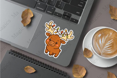 cute kawaii moose stickers sublimation design, sticker png Product Image 1