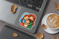 Mary and Joseph hugging stickers sublimation design, sticker Product Image 1
