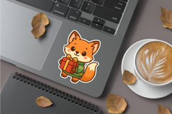 Christmas fox wearing cozy sweater stickers sublimation Product Image 1