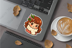 girl wearing fluffy scarf stickers sublimation design Product Image 1
