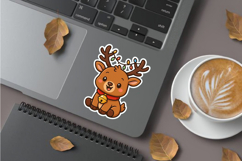 Christmas reindeer stickers sublimation design, sticker png Product Image 1