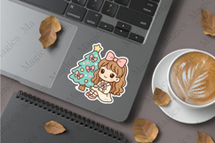 girl sitting beside decorated stickers sublimation design Product Image 1
