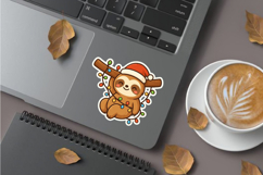 Christmas sloth hanging stickers sublimation design Product Image 1