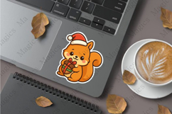 Christmas squirrel holding nut stickers sublimation design Product Image 1
