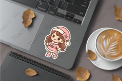 girl dressed as Santa stickers sublimation design Product Image 1