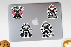 Princess pug printable stickers. PNG, JPG. Product Image 3