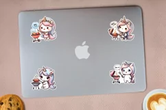 Cute unicorn and BBQ time printable stickers. PNG, JPG Product Image 3