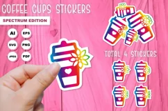 Coffee Cup Spectrum Colors Cute Stickers Product Image 1