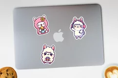 Cute Kawaii llama printable stickers. PNG, JPG. Product Image 2