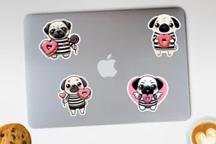 Pug with a donut printable stickers. PNG, JPG. Product Image 3