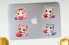Cute cats with heart Stickers and Sublimation PNG. Product Image 3