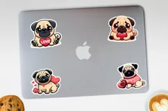Pug with a heart printable stickers. PNG, JPG. Product Image 3