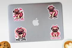 Pug love printable stickers. PNG, JPG. Product Image 3