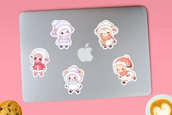 Cute Kawaii sheep printable stickers. PNG, JPG. Product Image 3