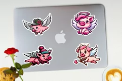 Valentine pigs printable stickers. JPG, PNG. Product Image 2