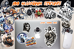 Retro Halloween Stickers Printable BUNDLE | Cute Spooky PNG Product Image 1