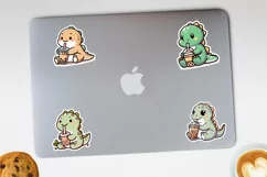 Dino and bubble tea stickers. PNG, JPG. Product Image 3