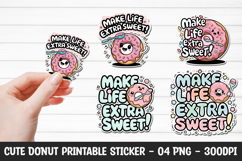 Cute Donut Printable Sticker PNG Product Image 1