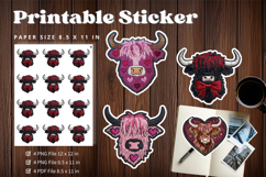 Highland Cow Sticker Printable Faux Embroidery Sticker_34 Product Image 1