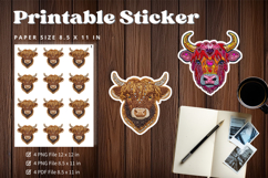 Highland Cow Sticker Printable Faux Embroidery Sticker_69 Product Image 1
