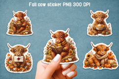 Fall highland cow stickers printable | Farm animal stickers Product Image 1