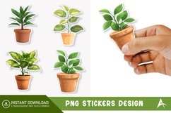 Plant pot Sticker Clipart,Botanical Plant Pot Sticker Product Image 1