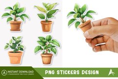 Plant pot Sticker Clipart,Botanical Plant Pot Sticker Product Image 1
