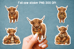 Fall highland cow stickers printable PNG design Product Image 1