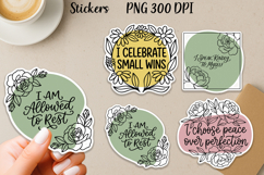 Self Care Quote Stickers with Flowers Product Image 1