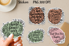 Printable Floral Motivation Stickers PNG Product Image 1