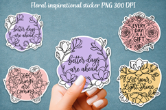 Floral Inspirational Quote Stickers PNG Product Image 1