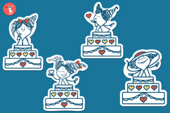 Sticker set. Girls in a cake Product Image 3