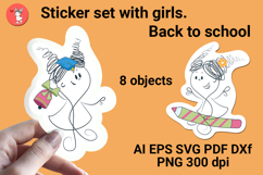 Sticker set with girls. Back to school Product Image 1