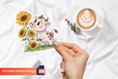 Baby cow sunflowers Sticker Product Image 1