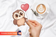 Baby Owl with heart balloon Sticker Product Image 1