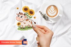 Baby cow sunflowers Sticker Product Image 1