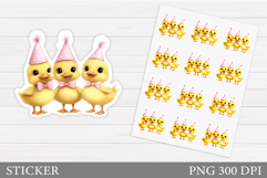 Cute Duck Sticker Design. Funny Duck Sticker Printable Product Image 1