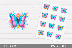 Butterfly Sticker Design. Butterfly Flowers Sticker Product Image 1