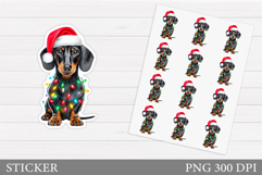Christmas Dachshund Sticker. Christmas Sticker Printable Product Image 1