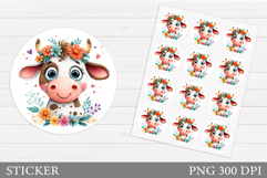 Cute Cow Sticker Design. Cow Sticker Printable Product Image 1