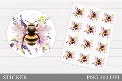 Bee Sticker Printable. Flowers Sticker Design Product Image 1