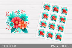 Flowers Sticker Design. Floral Sticker Printable Product Image 1
