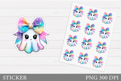 Cute Ghost Sticker Printable. Halloween Sticker Design Product Image 1
