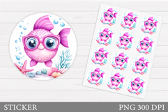 Cute Fish Sticker Design. Sea Sticker Printable Product Image 1