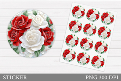 Roses Sticker Design. Flowers Sticker Printable Product Image 1