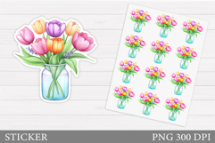 Tulips Sticker Design. Flowers Sticker Printable Product Image 1