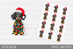 Christmas Dachshund Sticker. Christmas Sticker Printable Product Image 1
