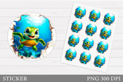 Turtle Sticker Design. Sea Turtle Sticker Printable Product Image 1