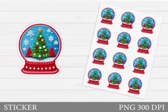 Christmas Snow Globe Sticker. Christmas Sticker Printable Product Image 1