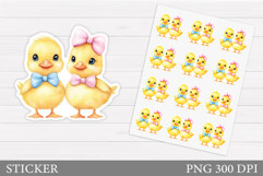 Cute Duck Sticker Design. Two Ducks Sticker Printable Product Image 1